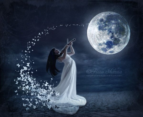 Ночь Луна девушка