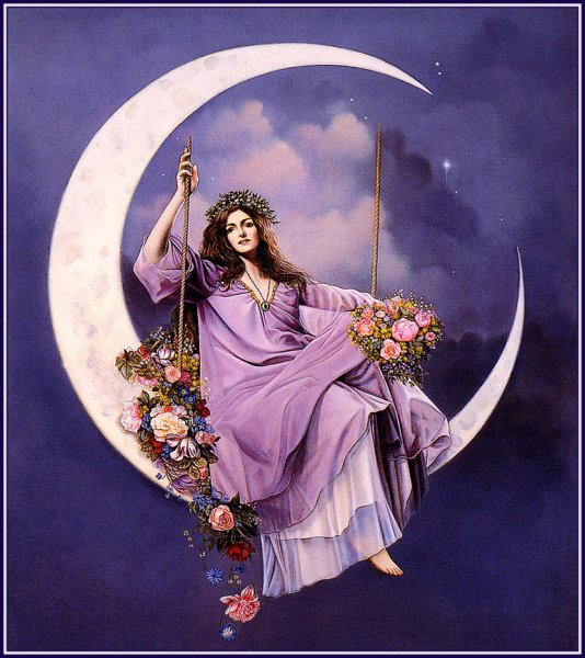 Девушка на качелях с Луны