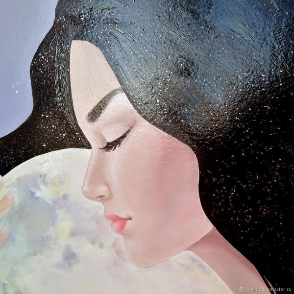 Девушка и Луна живопись