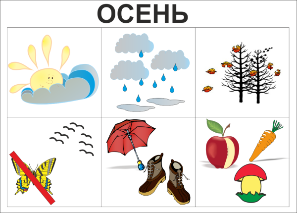 Мнемоквадраты осень для дошкольников в картинках