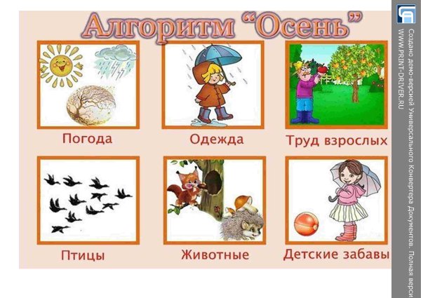 Алгоритм времена года в картинках для детского сада