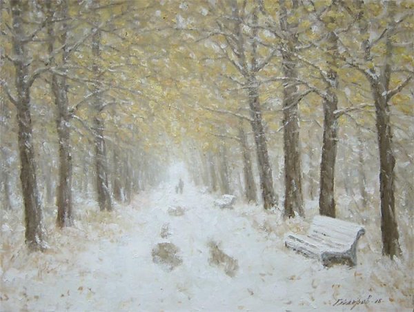 Первый снег живопись