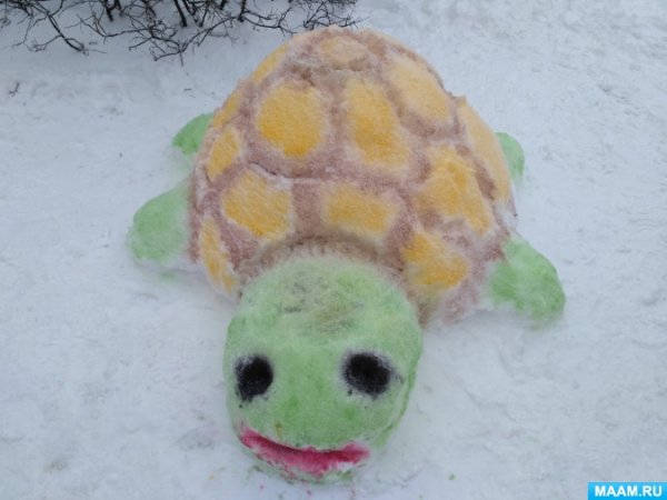 Черепаха из снега в детском саду
