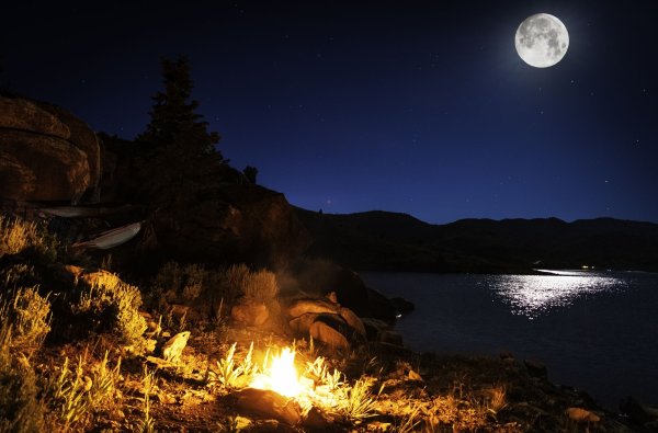 Лунная ночь костер