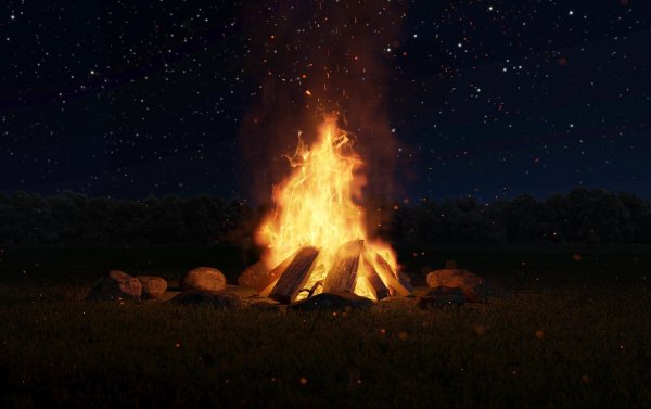 Костер и звездное небо