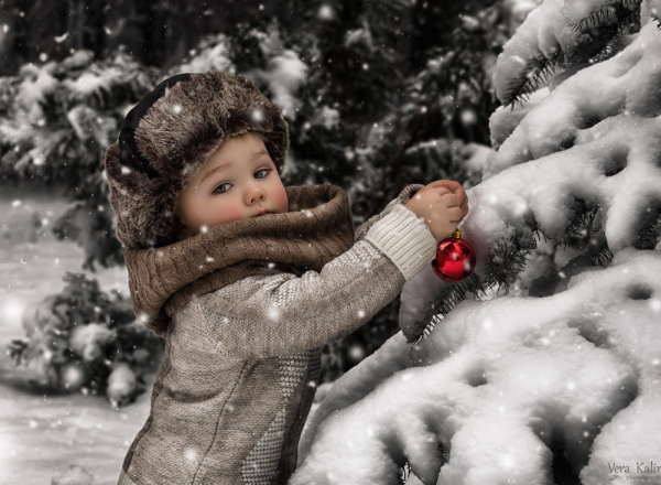 Мальчик в зимнем лесу