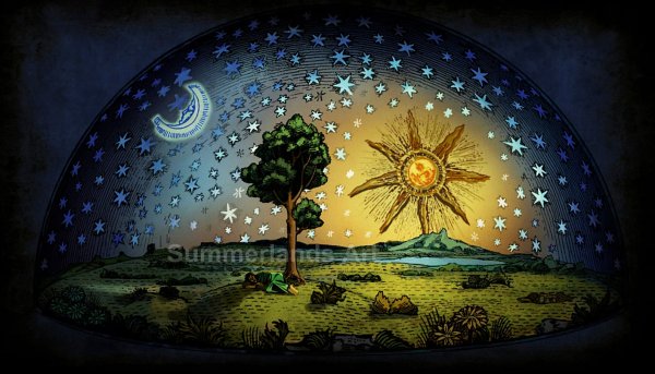 Гравюра Камиля Фламмариона Небесный свод