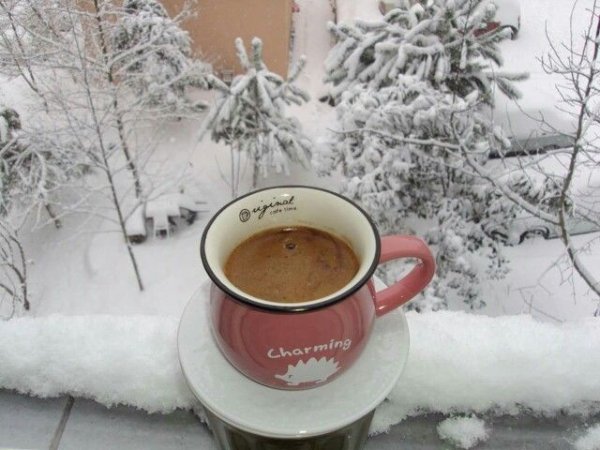 Кружка чая на снегу