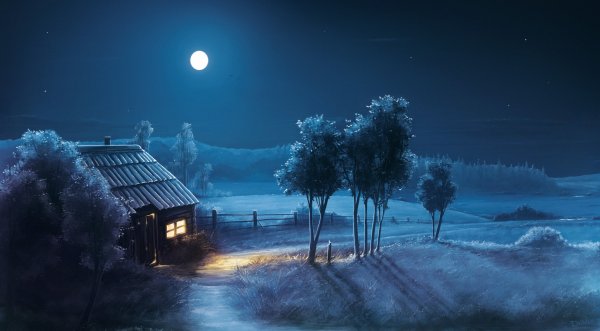 Пейзаж Лунная ночь