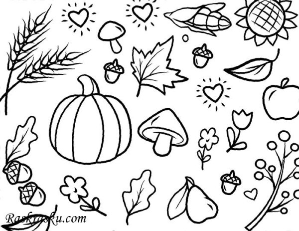 Осенние раскраски крупные