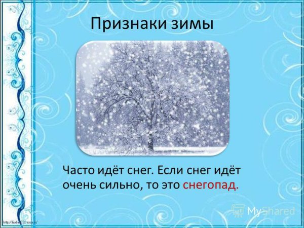 Признаки зимы снег