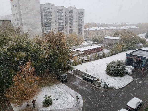 Первый снег в Новосибирске
