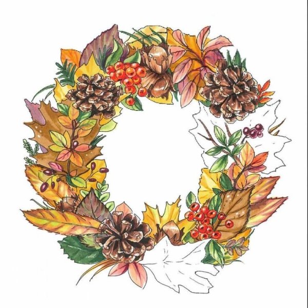 Осенний акварельный венок