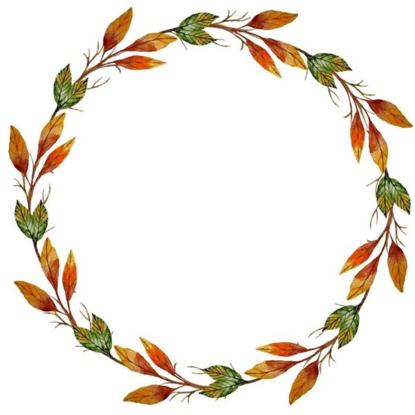 Венок из осенних листьев акварель