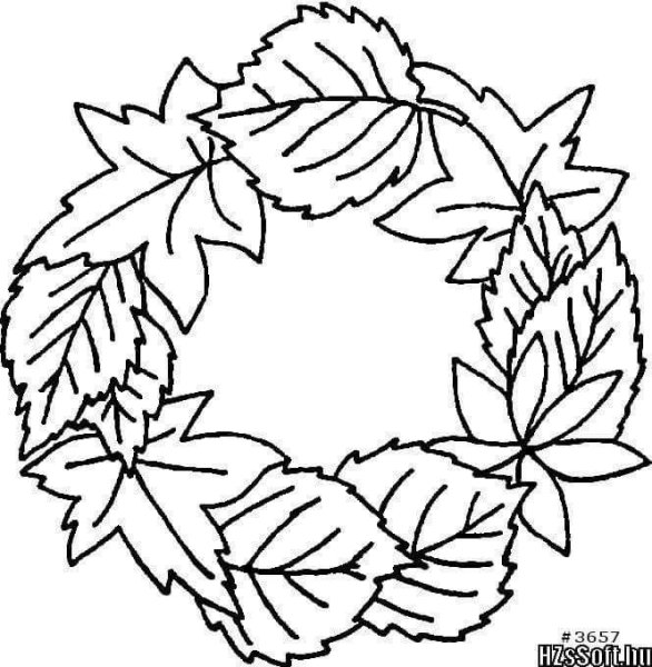 Осенний венок для раскрашивания