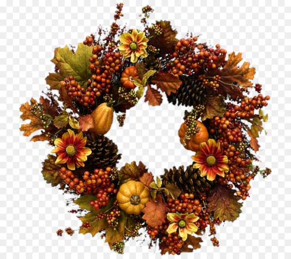 Осенний венок на прозрачном фоне