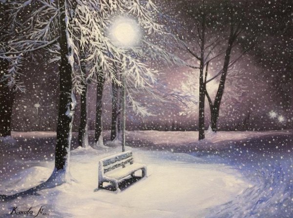 Картина падает снег