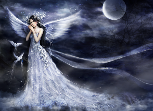 Фея на фоне Луны
