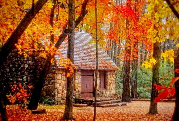 Сказочный домик в осеннем лесу