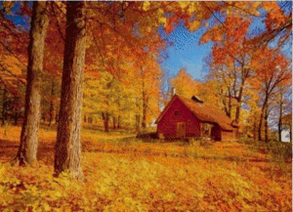 Избушка в осеннем лесу