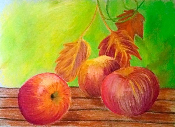 Осенний натюрморт цветными карандашами