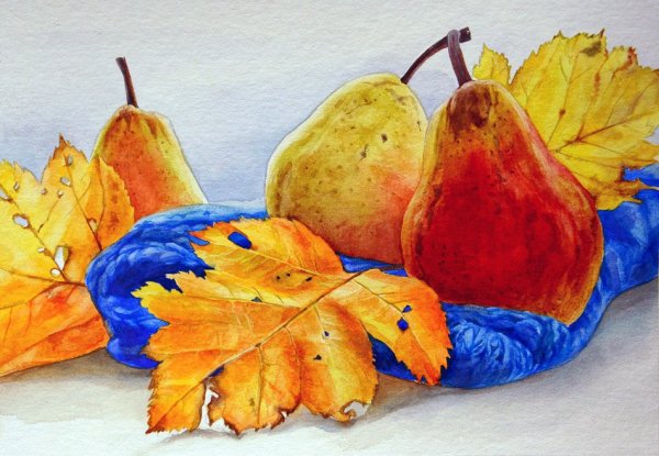 Осенний натюрморт акварелью