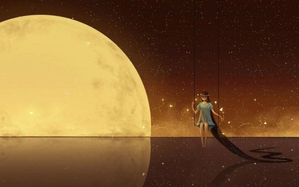 Лунное затмение и девушка