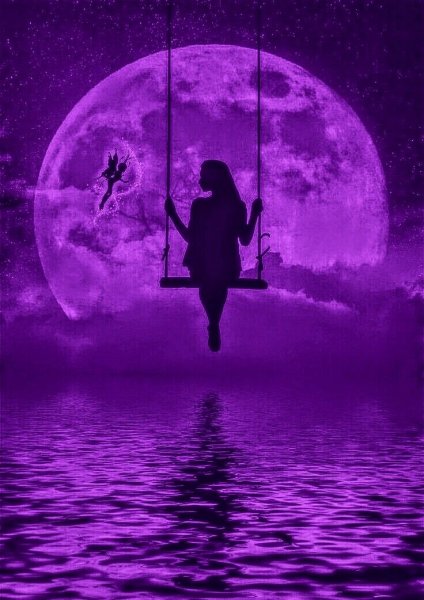 Женщина на лунных качелях