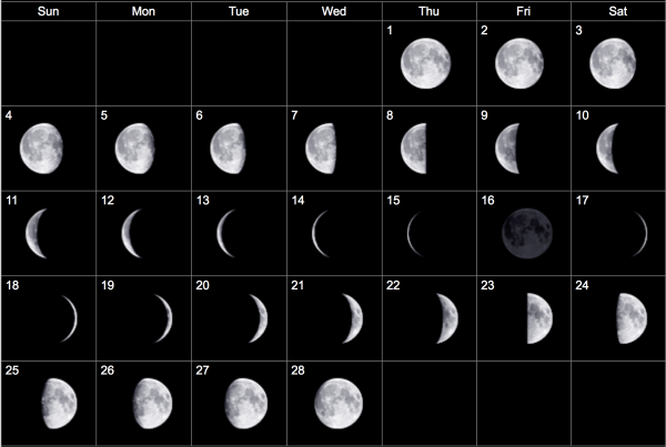 Moon phases Lunar Calendar 2022