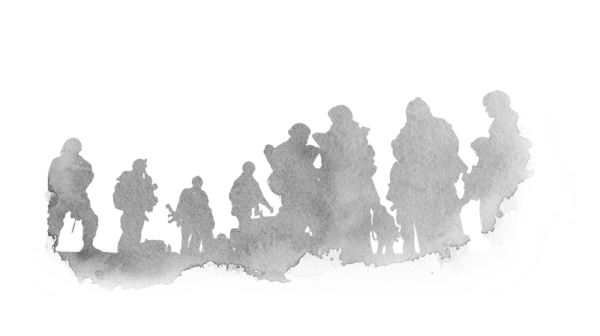 Тень военного на белом фоне