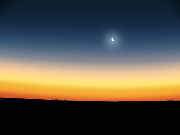 Месяц на рассвете