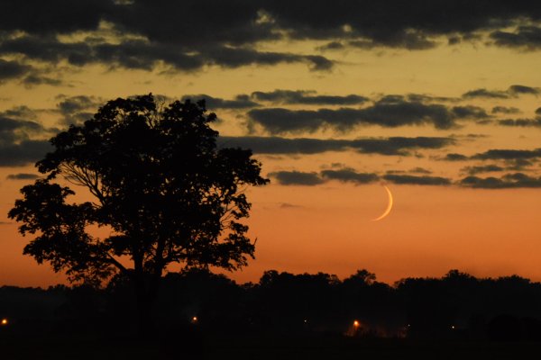 Луна на закатном небе