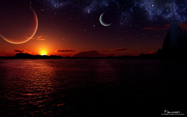 Закат Луна море