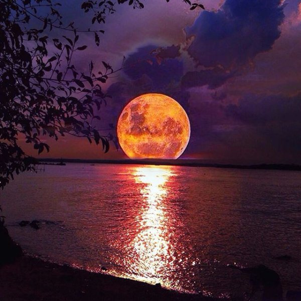 Луна на закате солнца