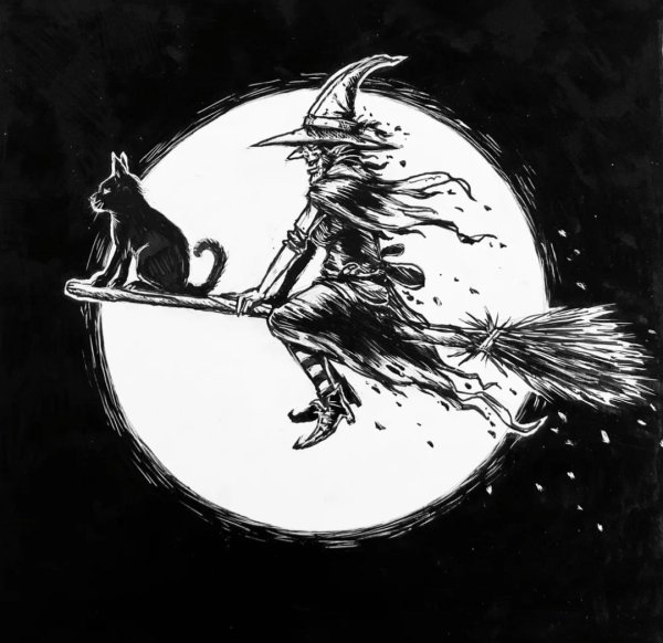 Ведьма на метле картинки