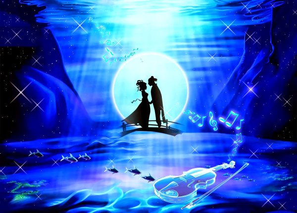 Танцующая пара под луной