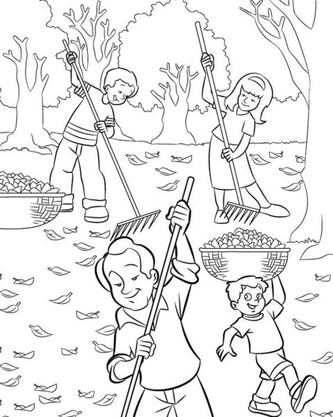 Осенний труд раскраска