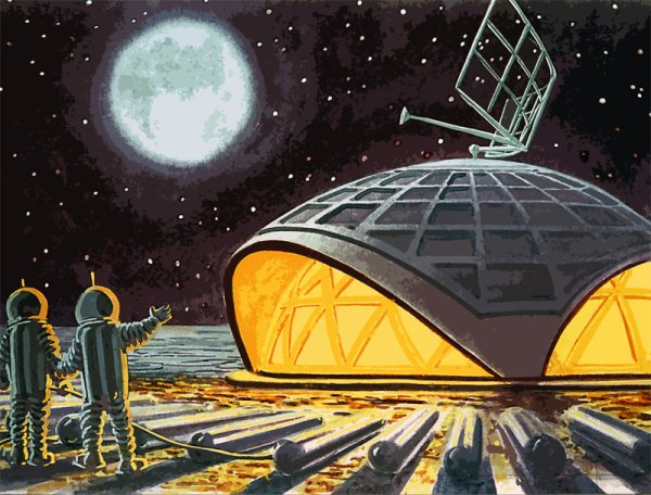 Картина Леонова первый лунный дом