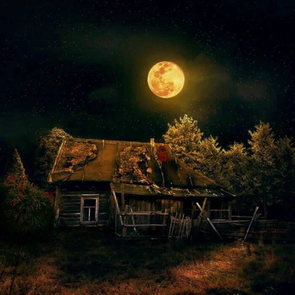 Ночной пейзаж с домом