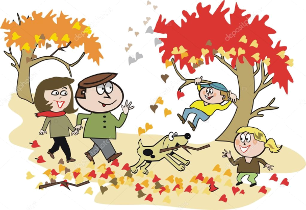 Мультяшные дети осень