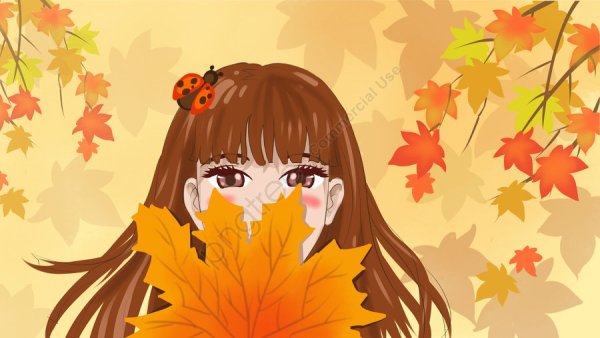 Мультяшная девочка осень с листьями