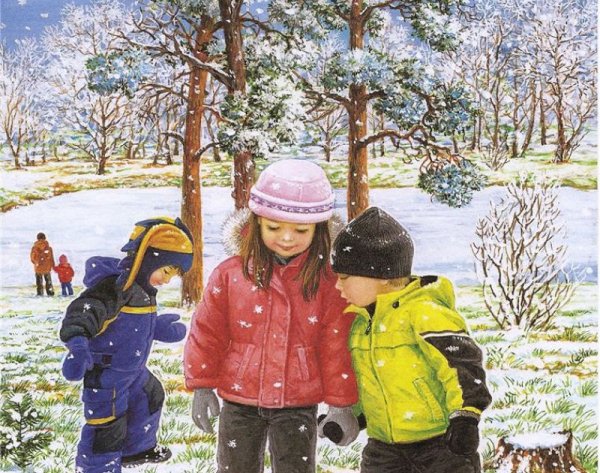 Осень снег дети