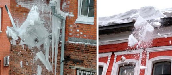 Падение снега и сосулек