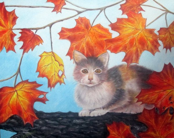 Осенние котики рисование