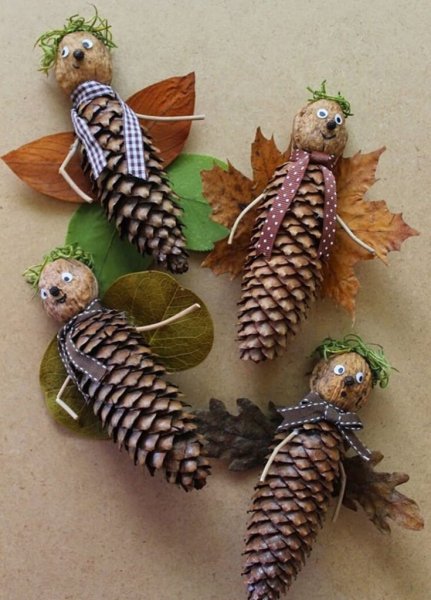 Поделки из шишек своими руками для детей в садик и школу на тему Осень