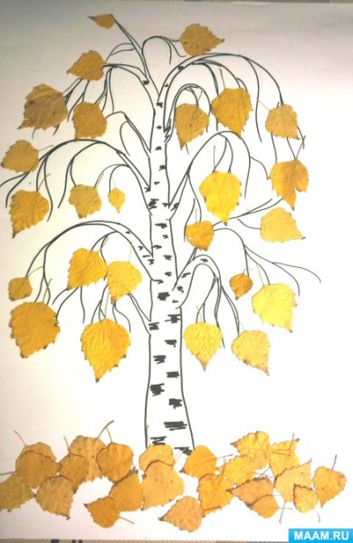 Аппликация осенняя Березка