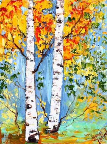 Правополушарное рисование Березовая роща