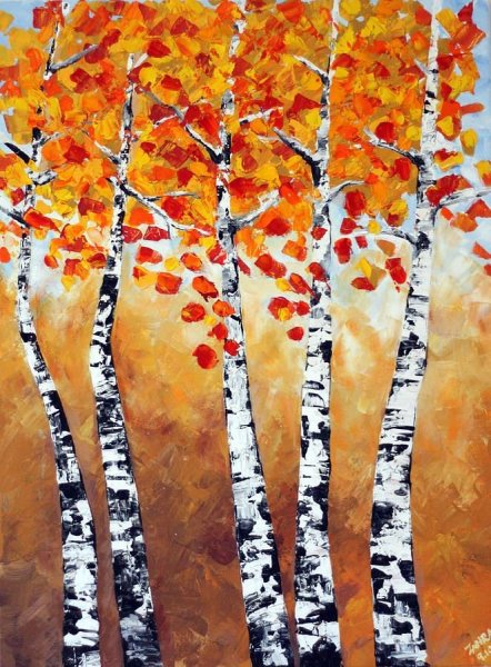 Рисование ватными палочками осень