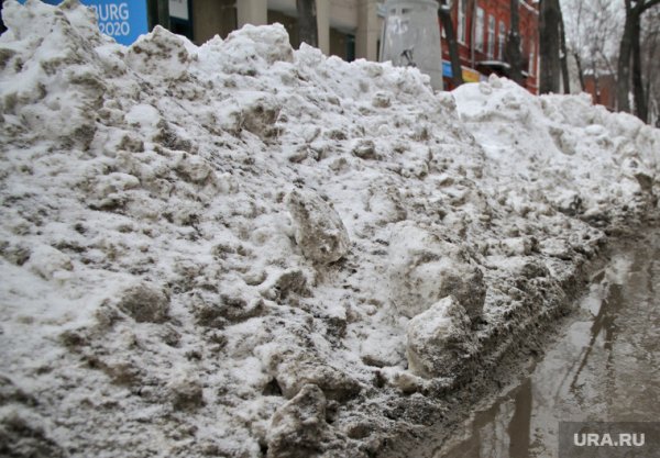 Грязные сугробы снега