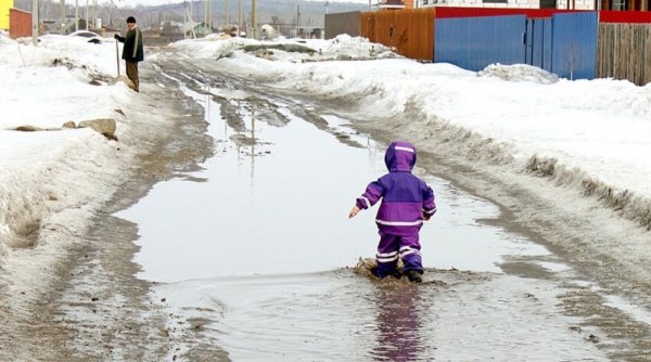 Лужи и снег